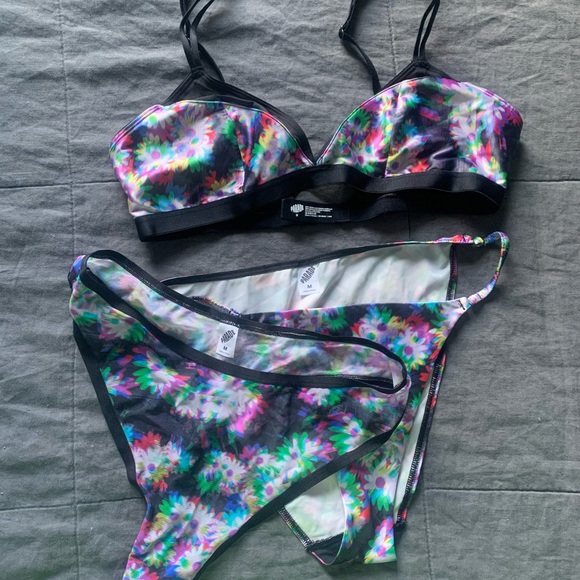 Neon Floral Lingerie Set - Picture 1 of 2